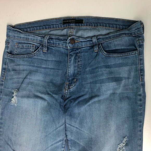 Flying Monkey 29 X 28 Platinum Distressed Ripped Skinny Jeans Medium Wash - Picture 2 of 10